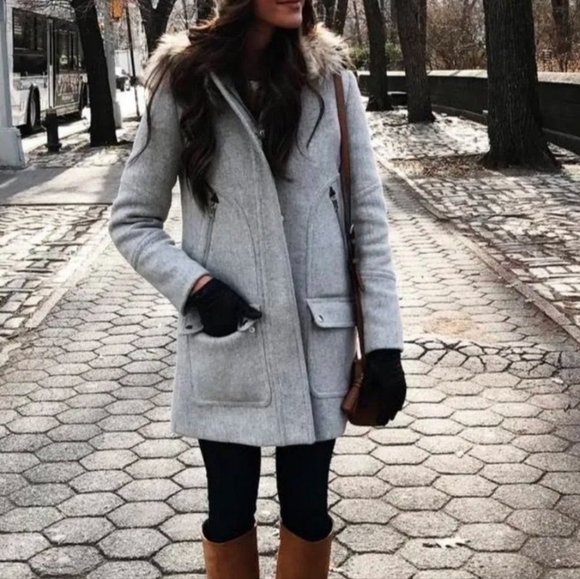 J.Crew Heather Dusk Italian Stadium-Cloth Wool Chateau Parka Coat  2 - Picture 2 of 6